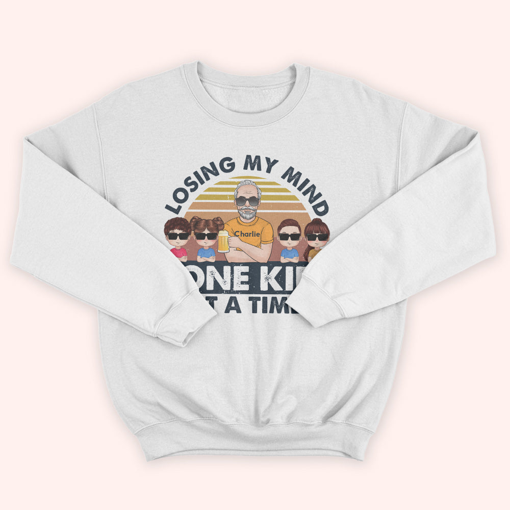 Dad Custom Shirt Losing My Mind One Kid At A Time Personalized Gift