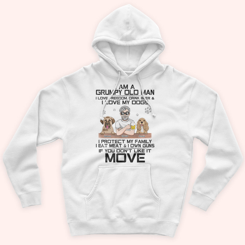Dog Custom Shirt Grumpy Old Man Love Dogs Protect Family Personalized Gift