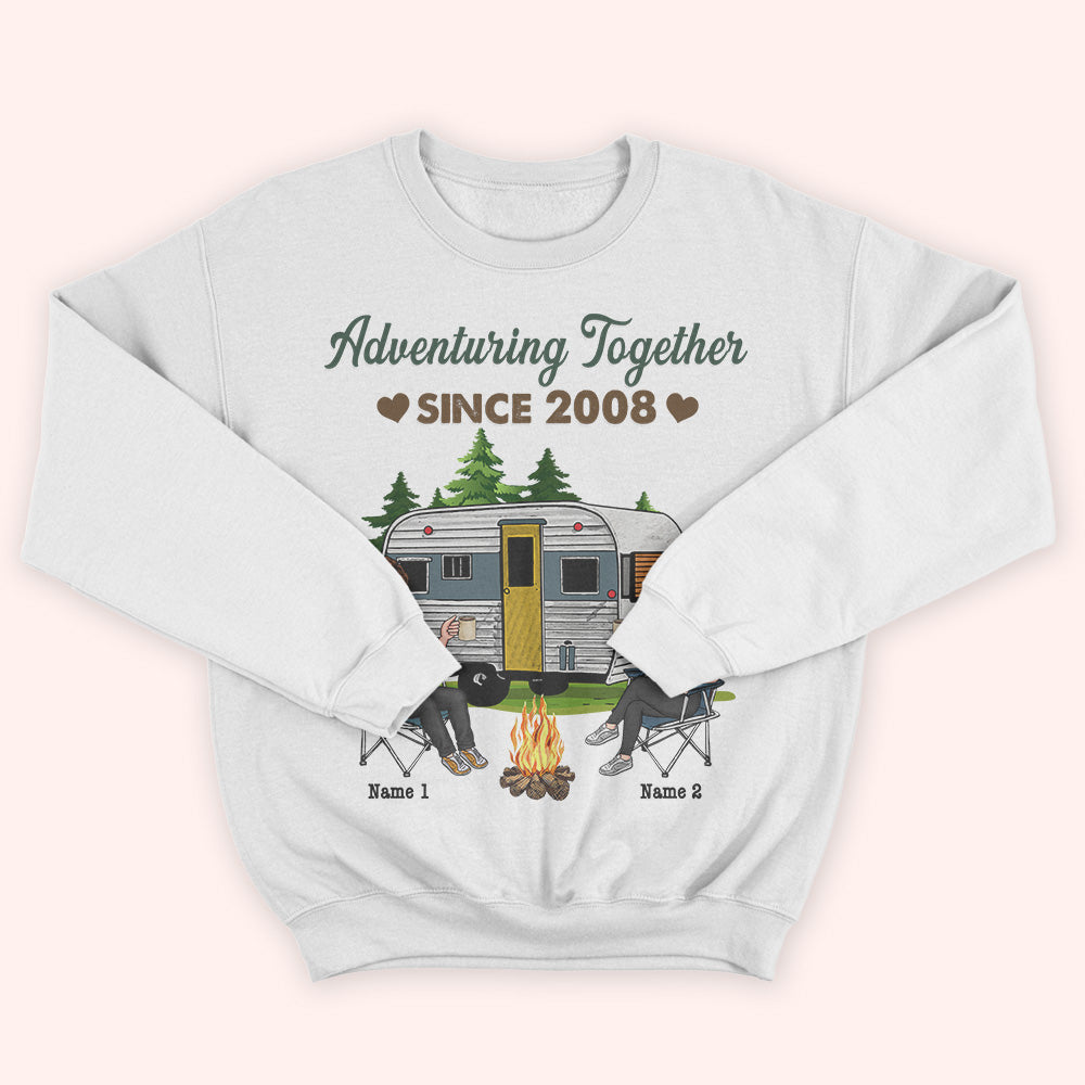 Camping Couple Custom Shirt Adventuring Together Since Personalized Anniversary Gift For Him Her