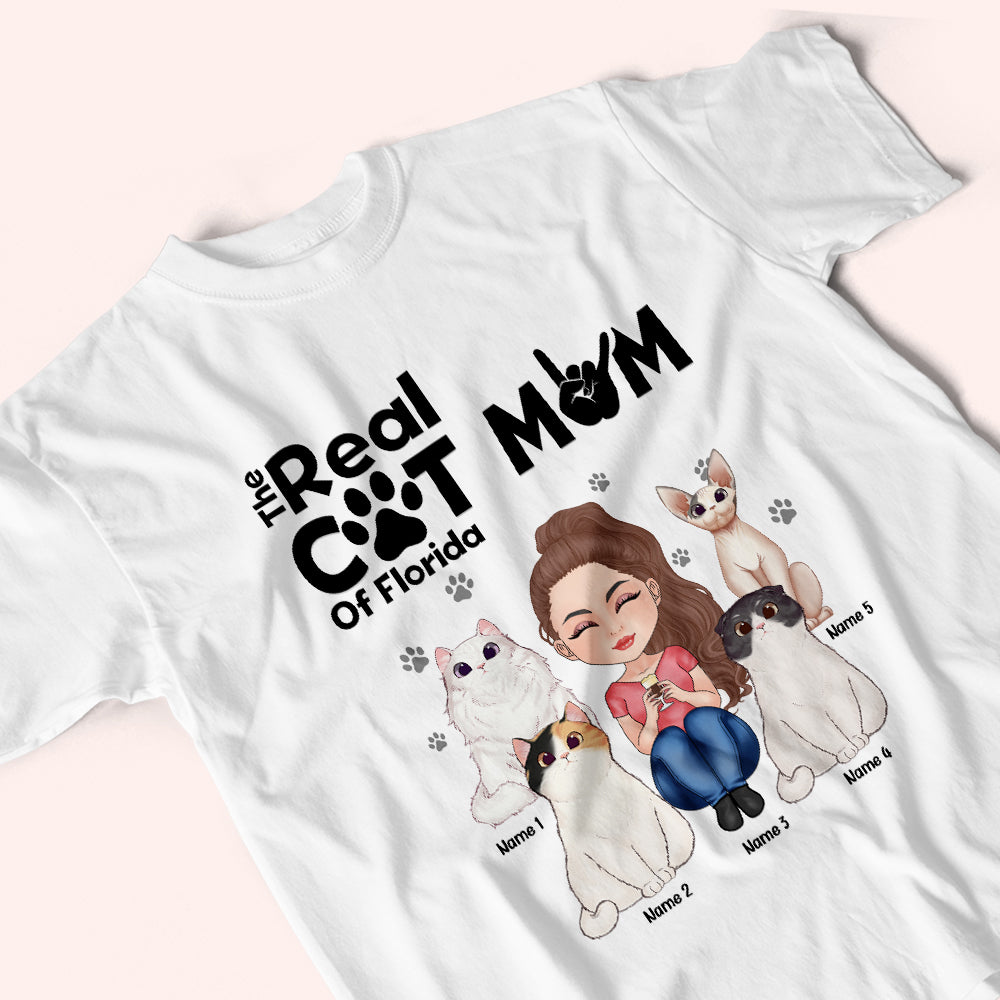 Cat Custom Shirt The Real Cat Mom Of Your State Personalized Gift