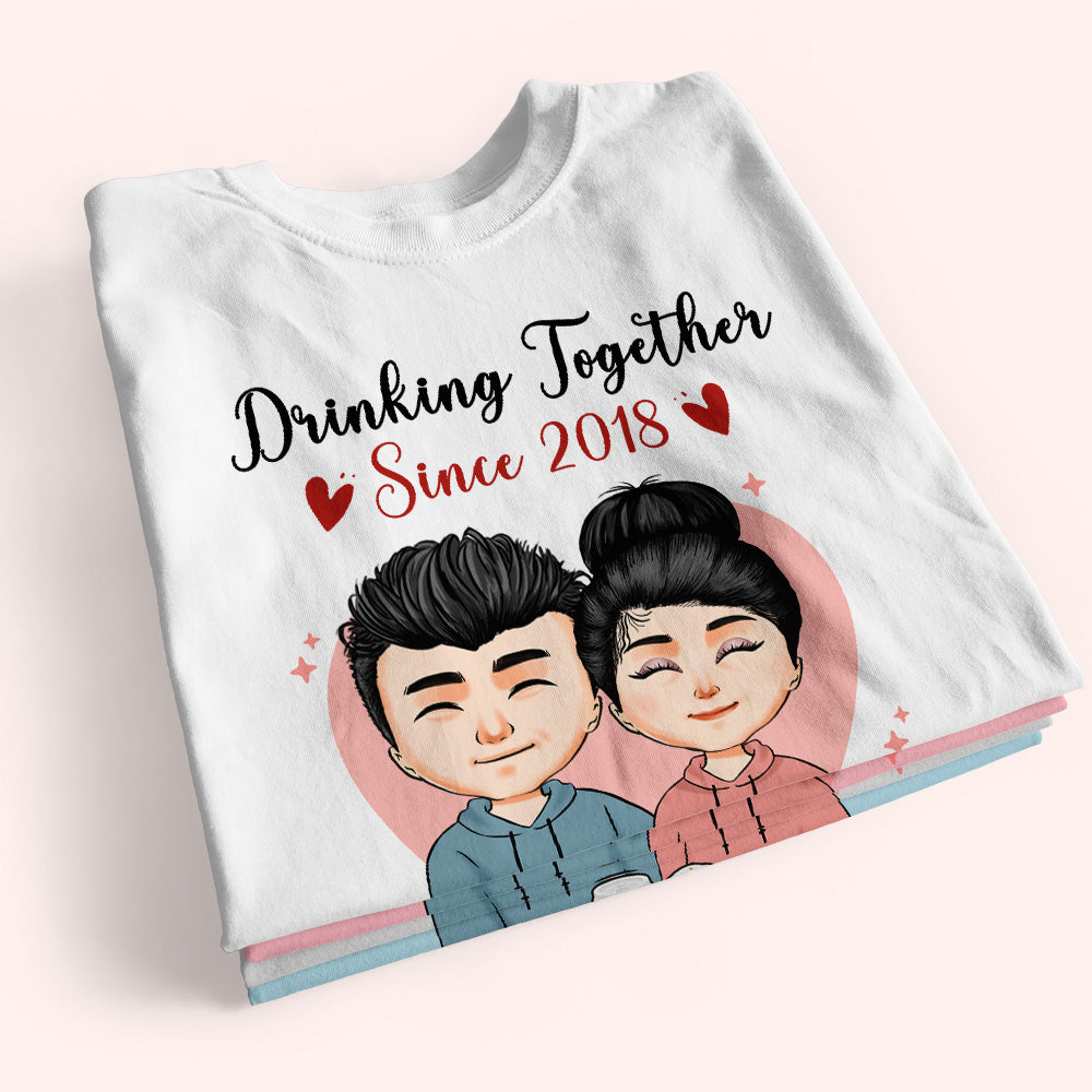 Couple Custom Shirt Drinking Together Since Year Personalized Anniversary Gift For Him Her