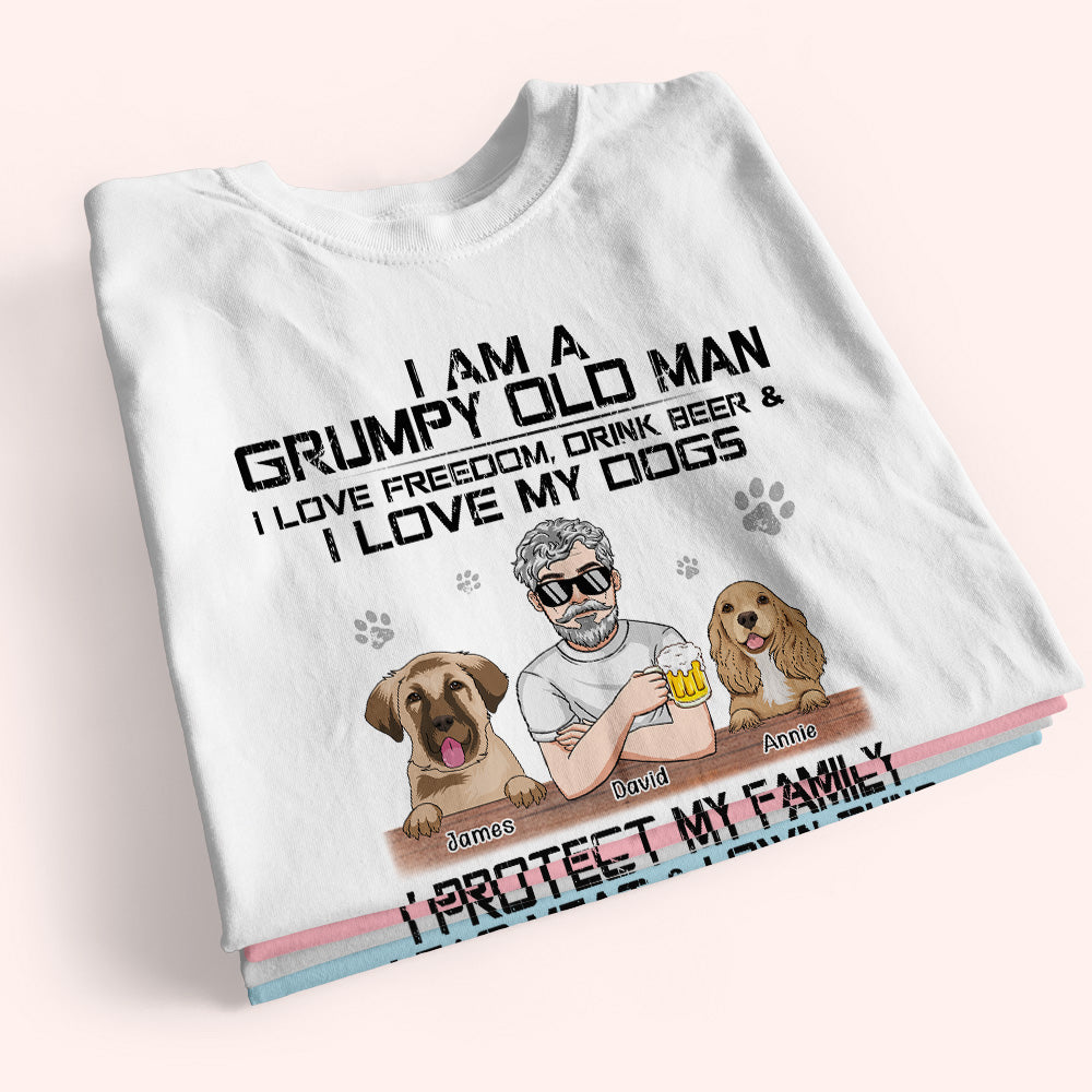 Dog Custom Shirt Grumpy Old Man Love Dogs Protect Family