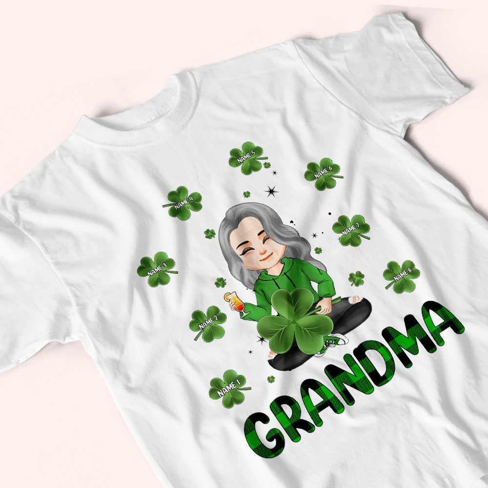 Grandma Custom Shirt With Grandkids Names Patrick's Day Personalized Gift