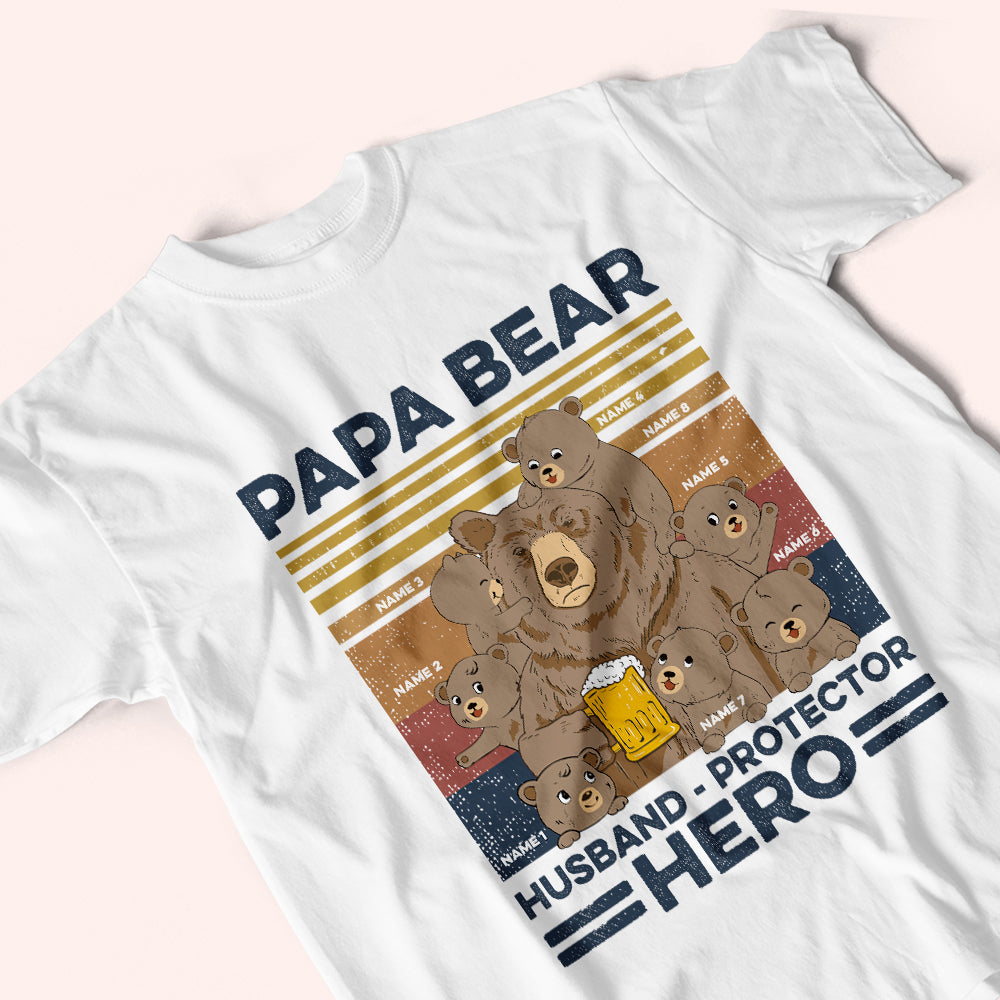 Dad Custom Shirt Papa Bear Husband Protector Personalized Father's Day Gift