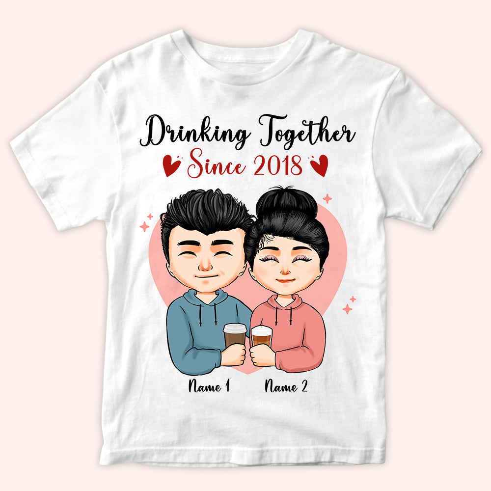 Couple Custom Shirt Drinking Together Since Year Personalized Anniversary Gift For Him Her