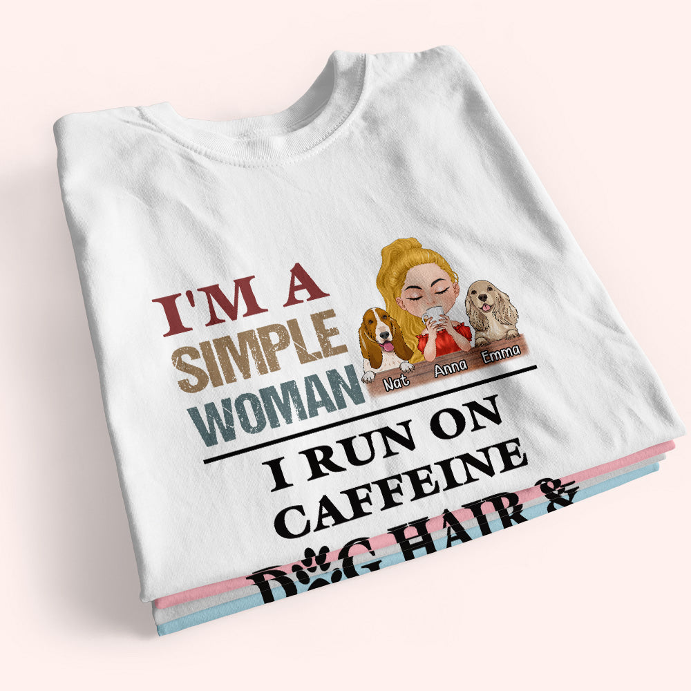 Dog Mom Custom Shirt Simple Woman Run On Caffeine Dog Hair And Cuss Words Personalized Gift