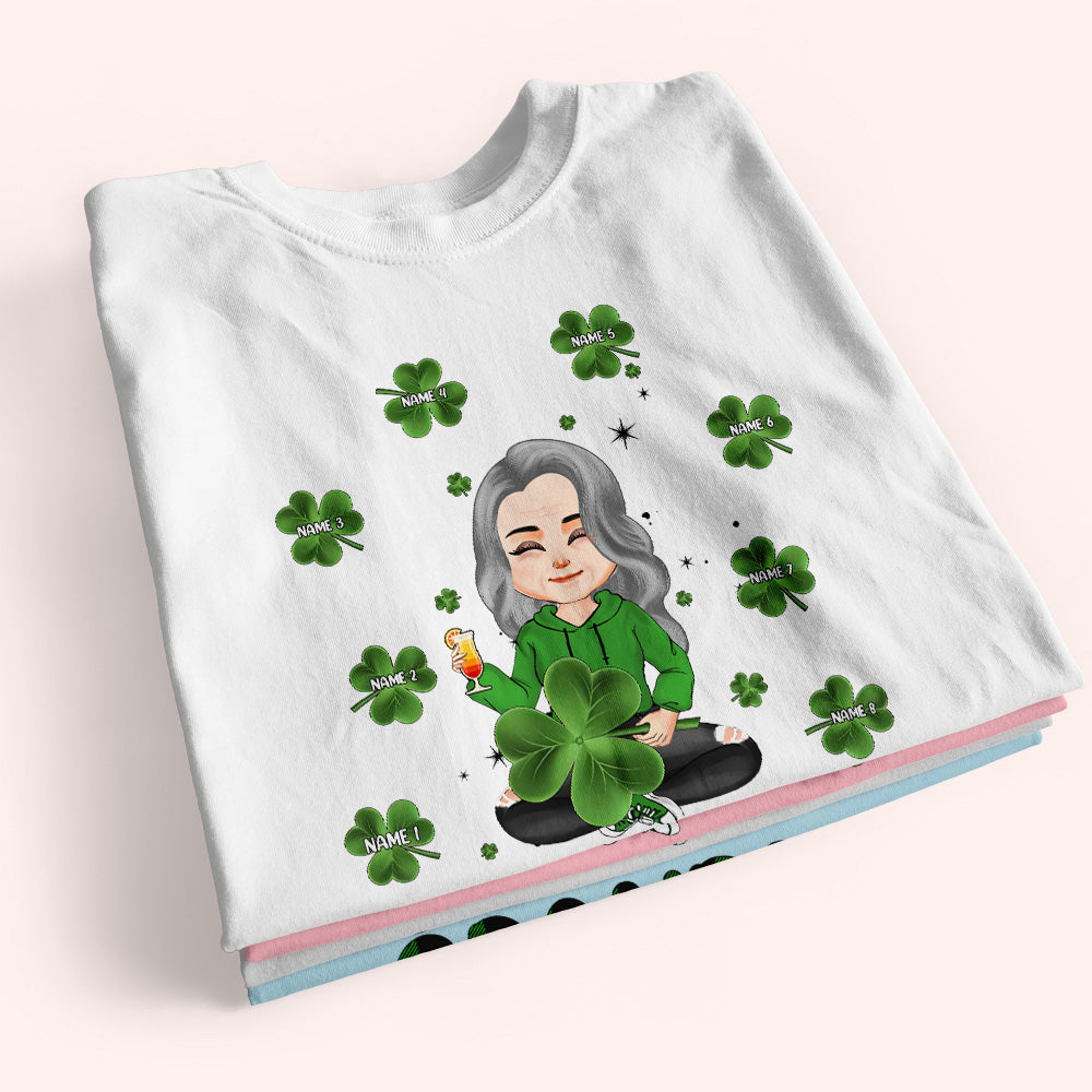 Grandma Custom Shirt With Grandkids Names Patrick's Day Personalized Gift