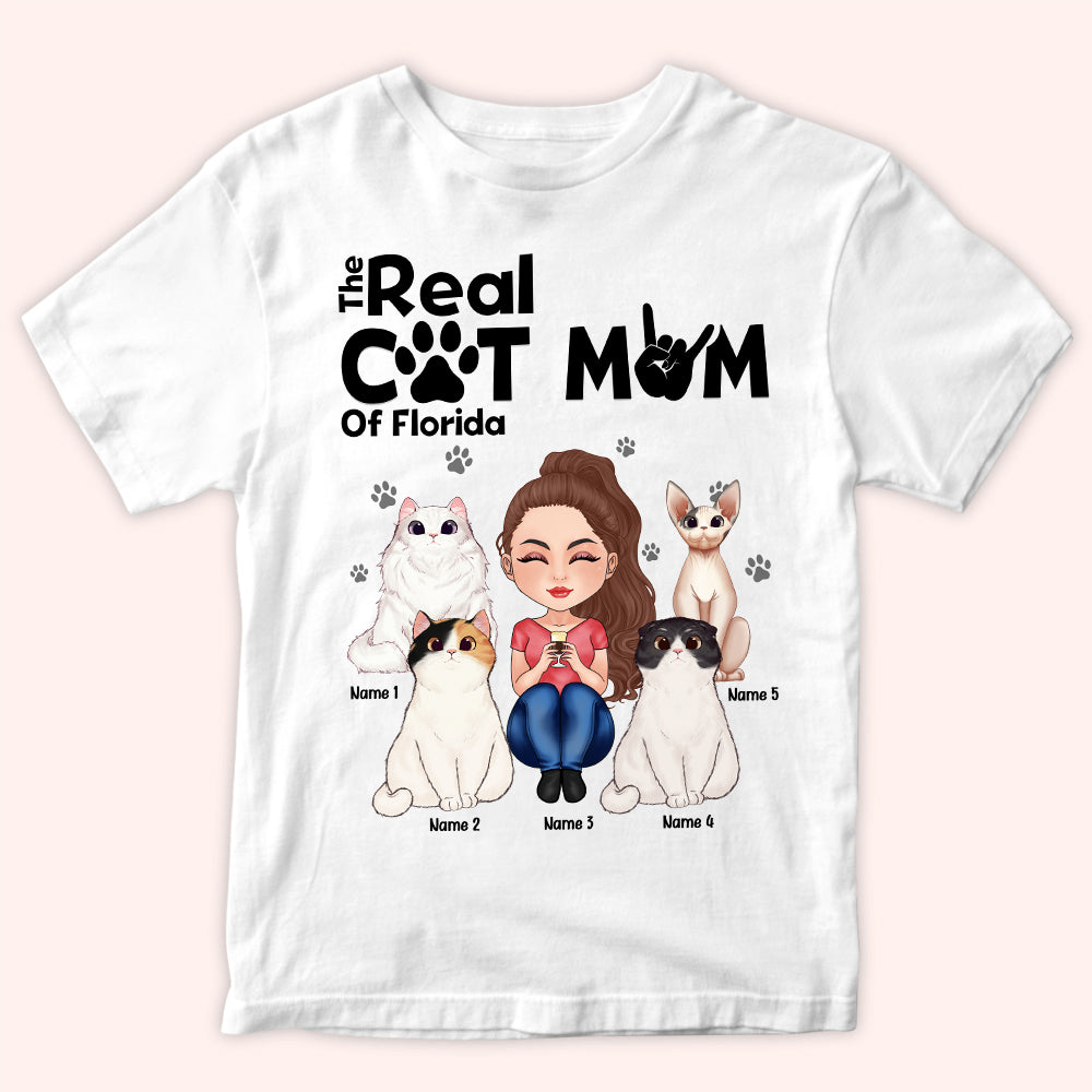 Cat Custom Shirt The Real Cat Mom Of Your State Personalized Gift