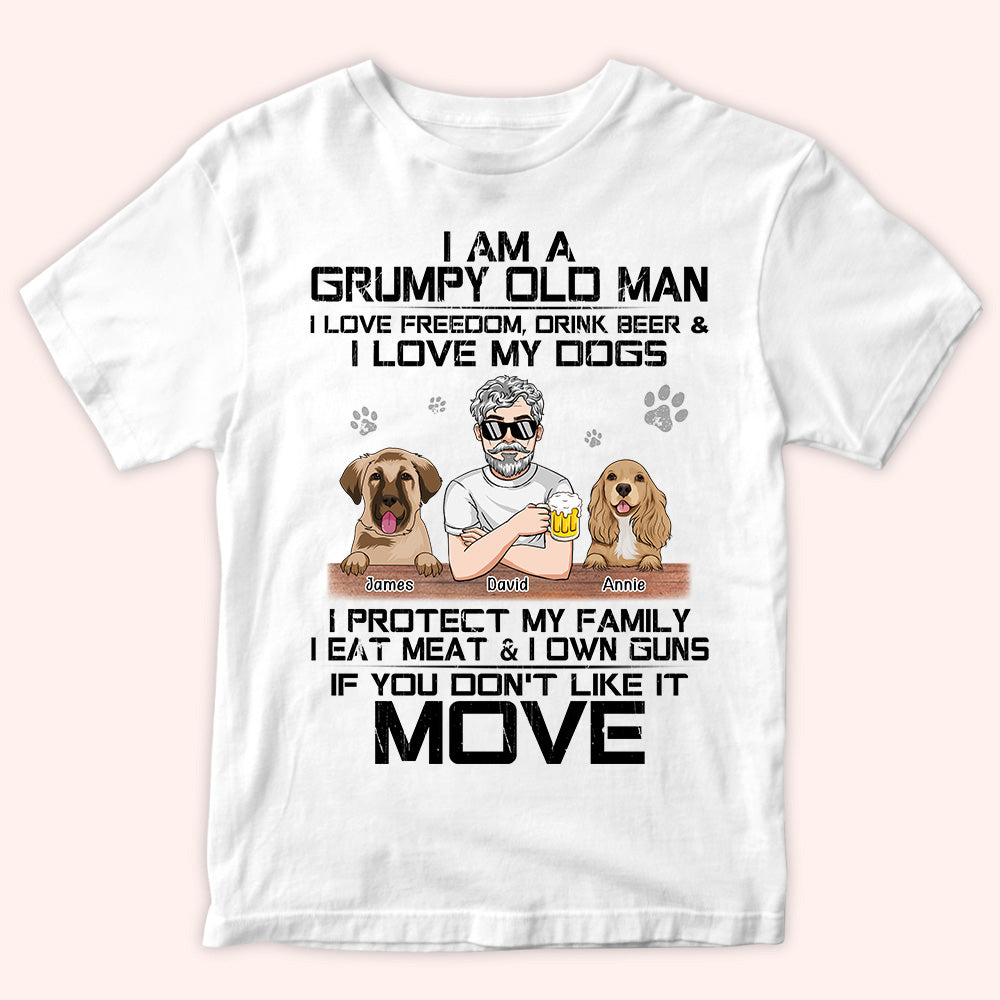 Dog Custom Shirt Grumpy Old Man Love Dogs Protect Family Personalized Gift