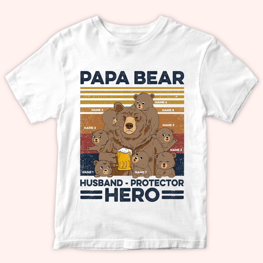 Dad Custom Shirt Papa Bear Husband Protector Personalized Father's Day Gift