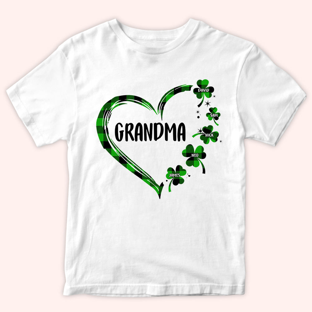 Grandma Custom Shirt With Grandkids Name Patrick's Day Personalized Gift