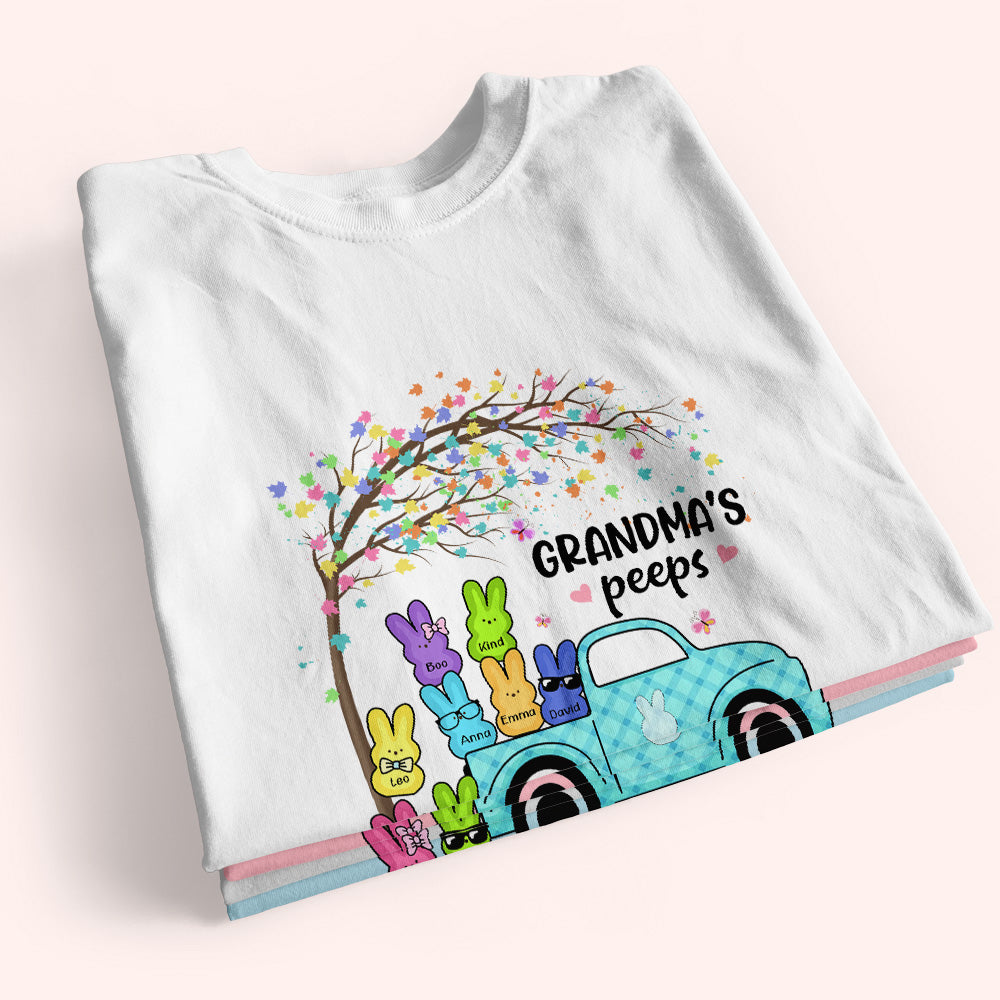 Easter Custom Shirt Grandma's Peeps Vintage Truck With Grandkids Name Personalized Gift