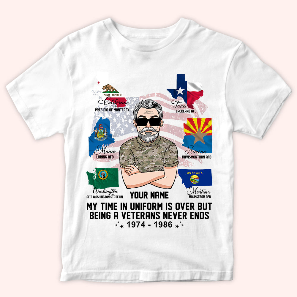 Veteran Custom Shirt My Time In Uniform Is Over But Being A Veteran Never Ends Personalized Gift