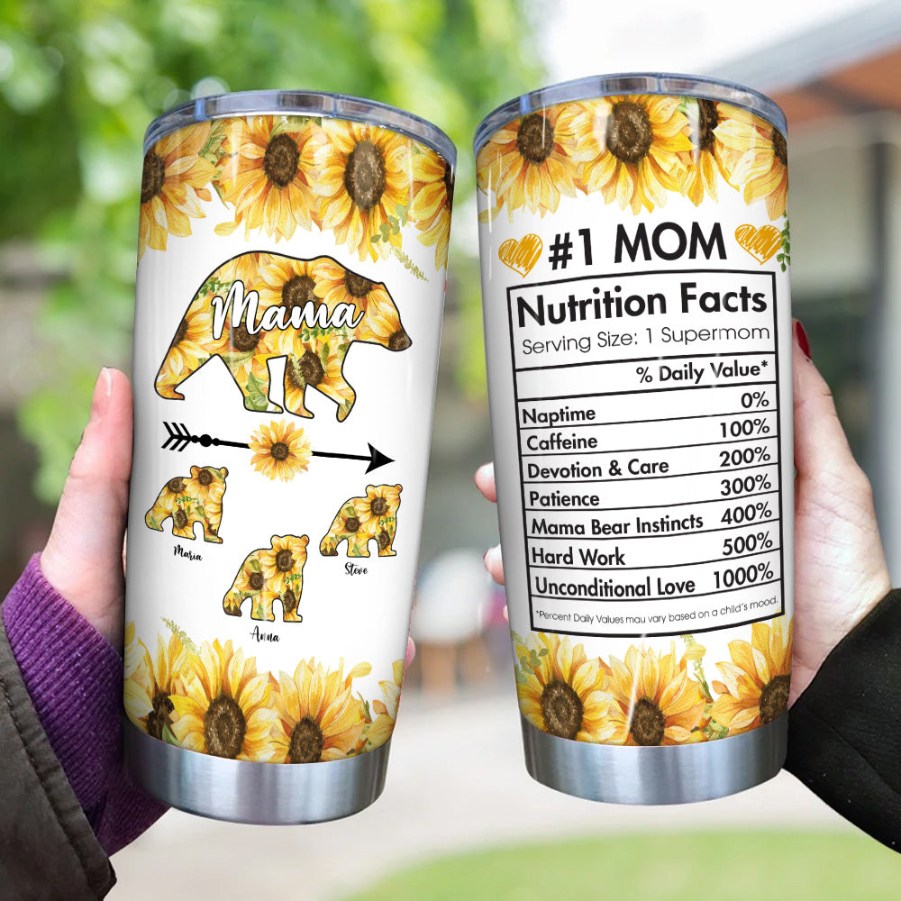 Mom Custom Tumbler No 1 Mum Nutrition Facts Personalized Gift For Mama Bear