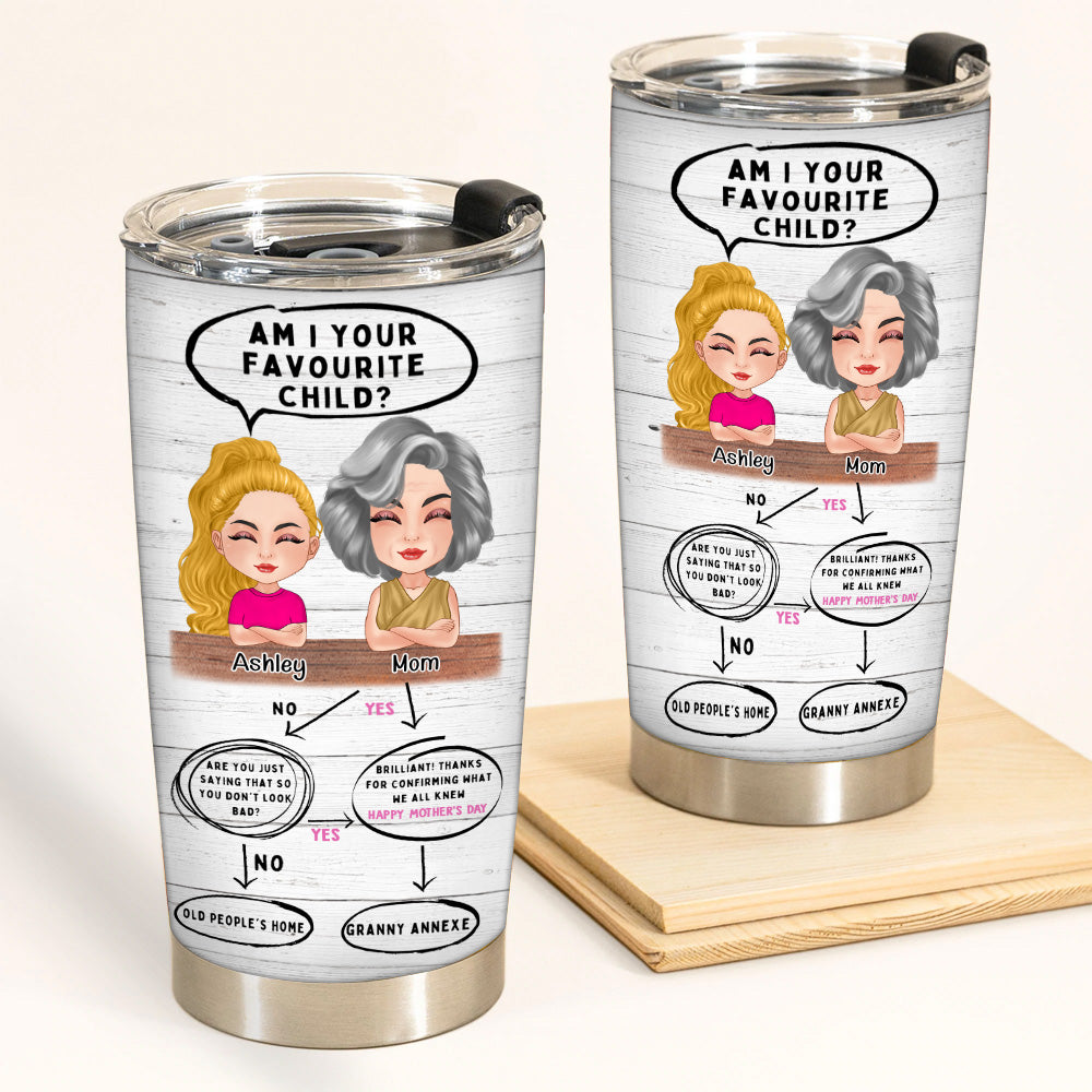 Mother Custom Tumbler Am I Your Favorite Child Funny Personalized Gift For Mom