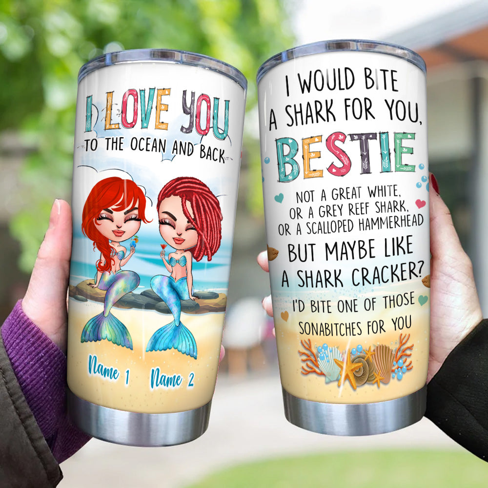 Mermaid Custom Tumbler Love You To The Ocean And Back Personalized Best Friend Gift