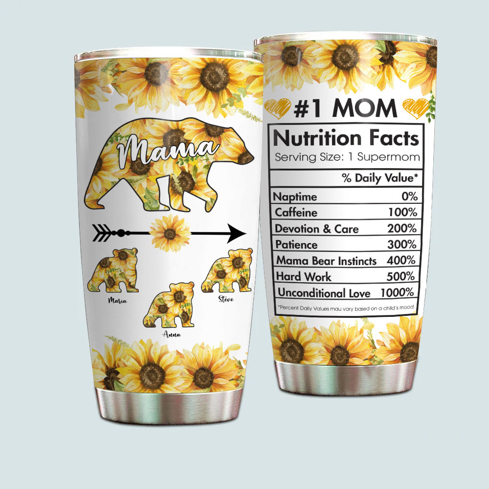 Mom Custom Tumbler No 1 Mum Nutrition Facts Personalized Gift For Mama Bear