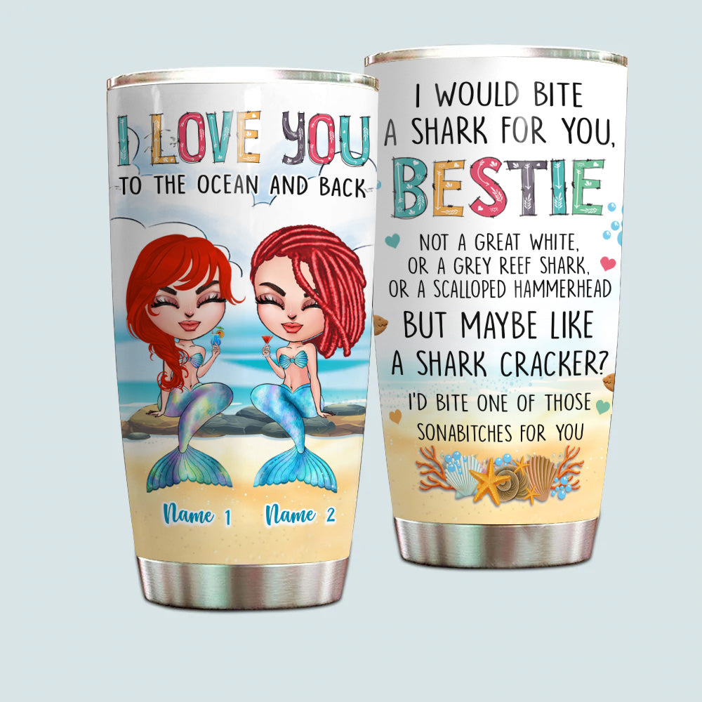 Mermaid Custom Tumbler Love You To The Ocean And Back Personalized Best Friend Gift