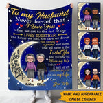 Valentine Custom Blanket To My Husband I Love You To The Moon And Back Personalized Anniversary Gift For Him - PERSONAL84