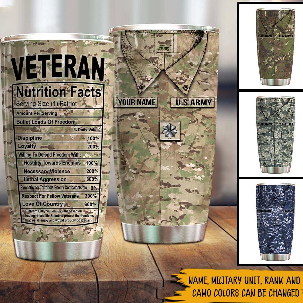 Veteran Custom All Over Printed Tumbler Veteran Nutrition Facts Personalized Gift - PERSONAL84