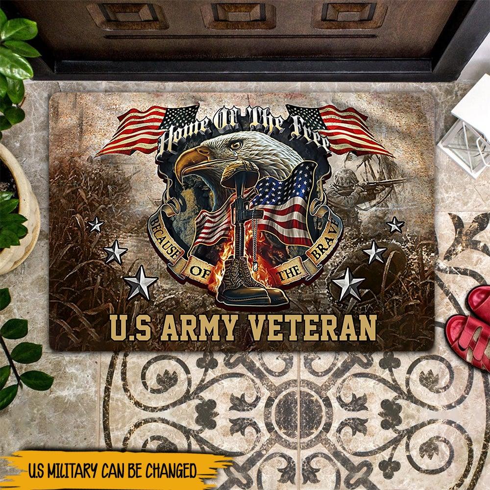 Veteran Custom Doormat Home of The Free Because Of The Brave Personalized Gift - PERSONAL84
