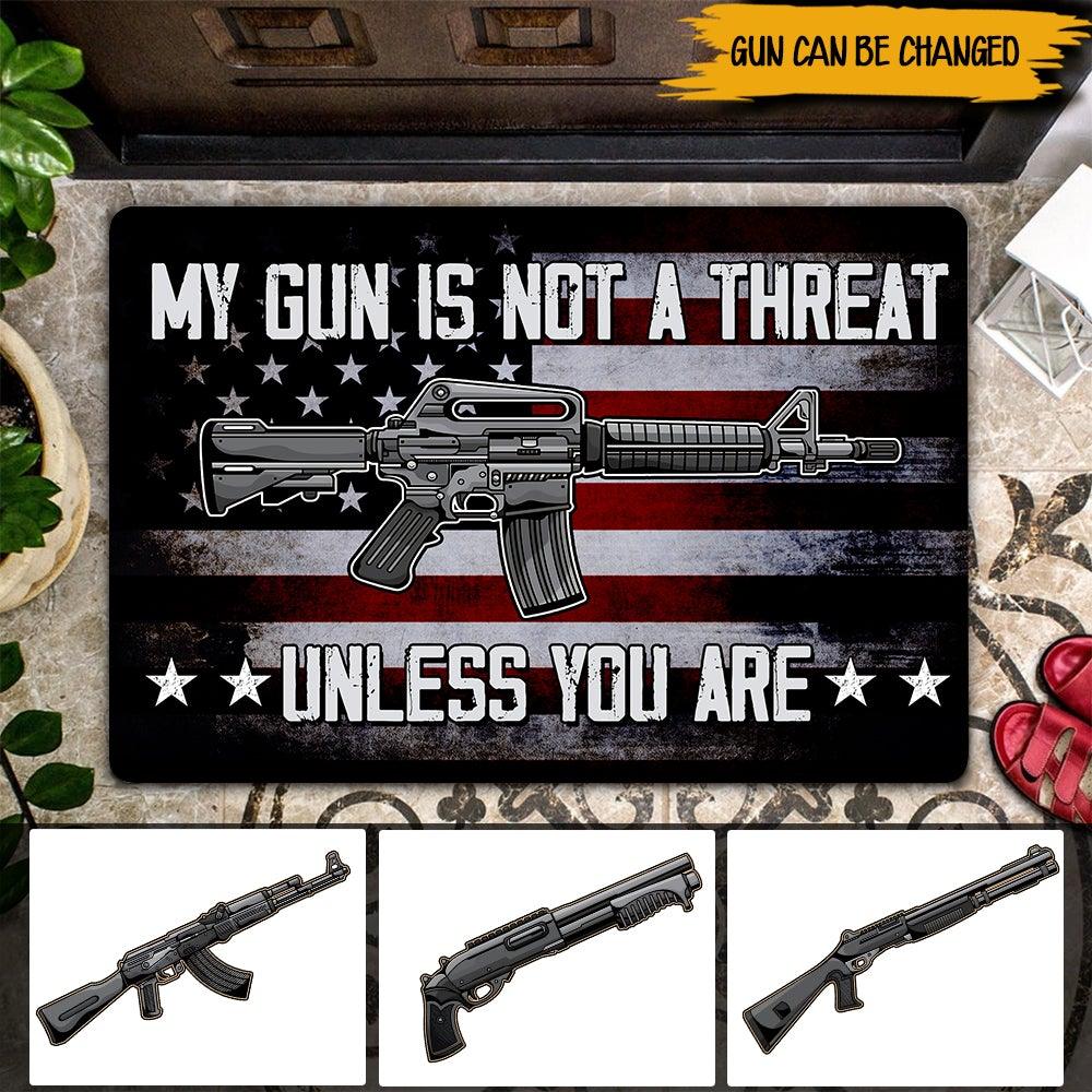 Veteran Custom Doormat My Gun Is Not A Threat Unless You Are Personalized Gift - PERSONAL84