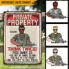 Veteran Custom Metal Sign Private Property Personalized Gift - PERSONAL84