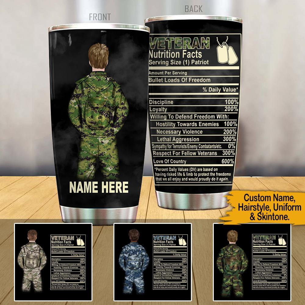 Veteran Custom Tumbler Veteran Nutrition Facts Personalized Gift - PERSONAL84