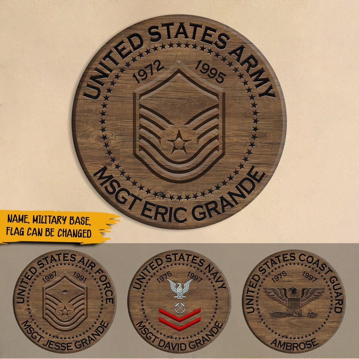 Veteran Custom Wooden Sign Time and Rank Personalized Gift - PERSONAL84