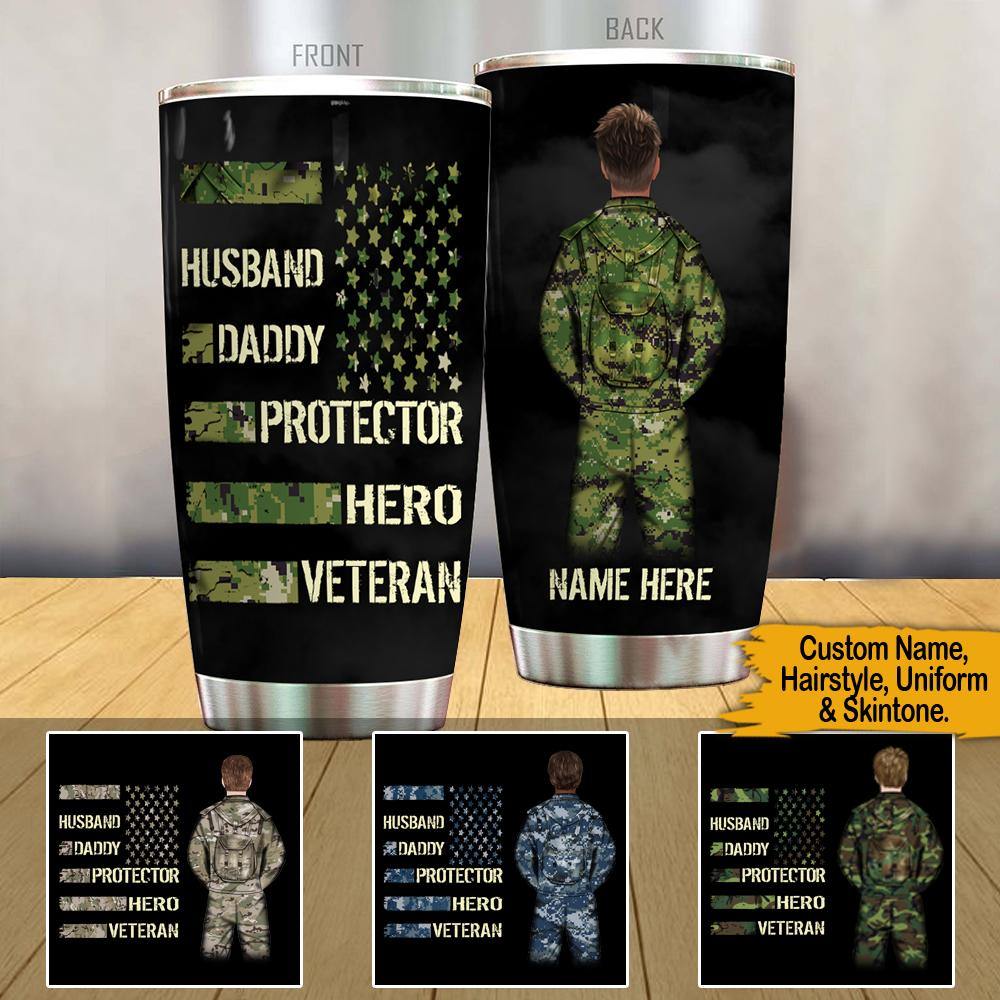 Veteran Father's Day Custom Tumbler Husband Daddy Protector Personalized Gift - PERSONAL84