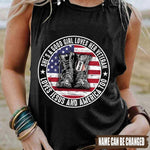Veteran's Daughter And Granddaughter Custom Tanktop Loves Her Veteran And America Too Personalized Gift - PERSONAL84