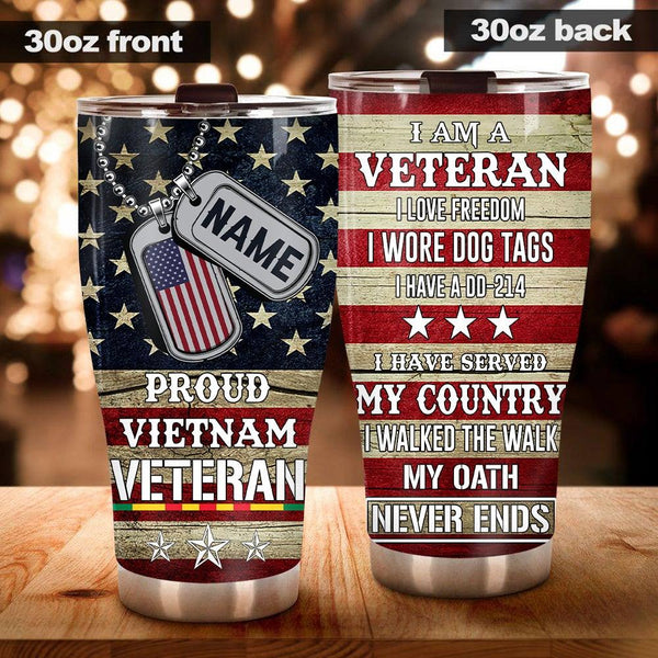 tumbler handle - U.S. Military Vietnam Veteran - custom handmade USA