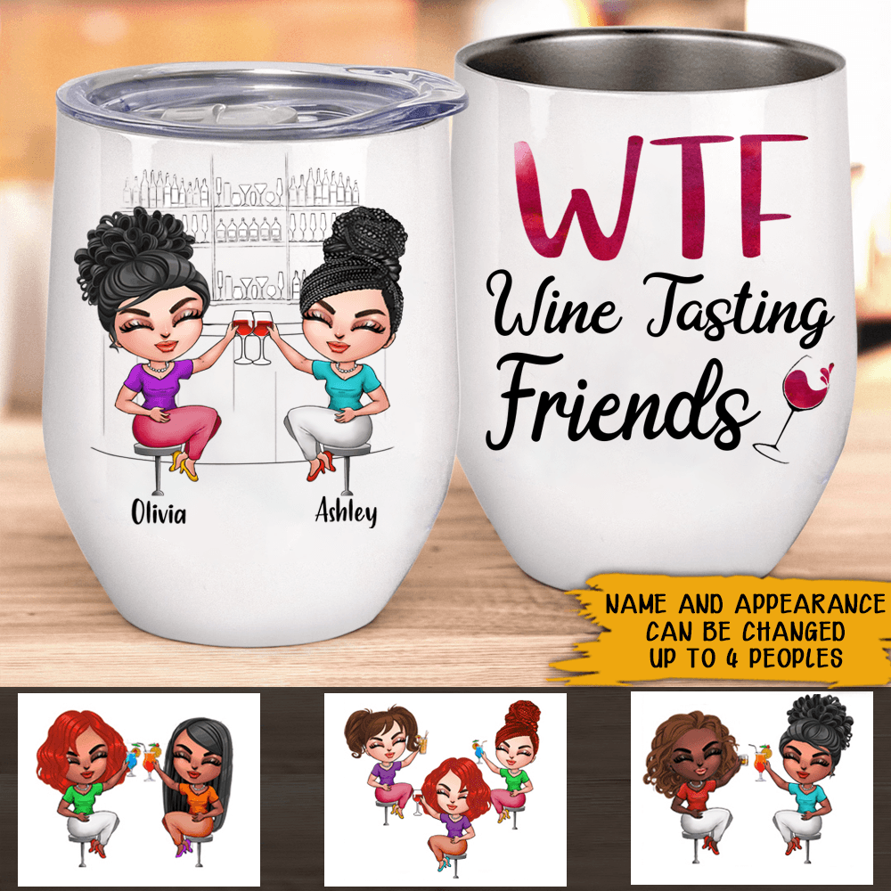 Wine Custom Wine Tumbler WTF Wine Tasting Friends Personalized Gift - PERSONAL84