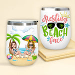 Bestie Custom Wine Tumbler Resting Beach Face Personalized Best Friend Gift