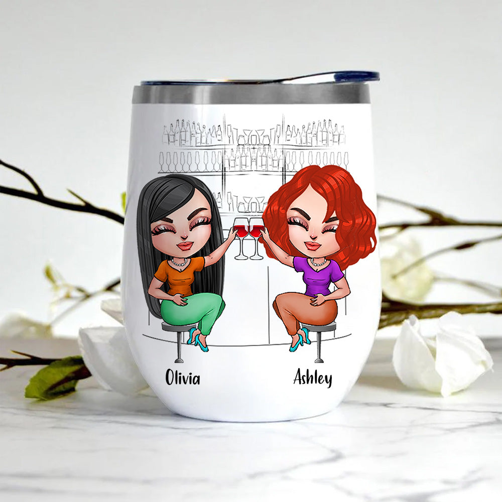 Bestie Custom Wine Tumbler I Would Fight A Bear For You Personalized Gift