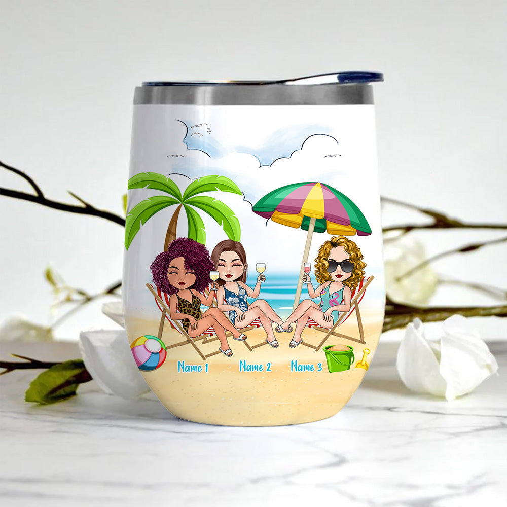 Bestie Custom Wine Tumbler I Love You The Beach And Back Personalized Best Friend Gift