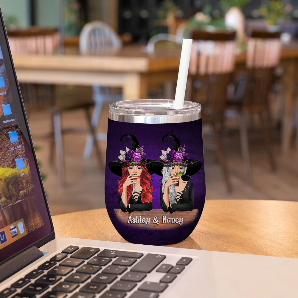 Best Friend Custom Wine Tumbler Happy Hallo Wine Personalized Gift for Halloween