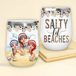 Bestie Custom Wine Tumbler Salty Lil Beach Leopard Personalized Best Friend Gift