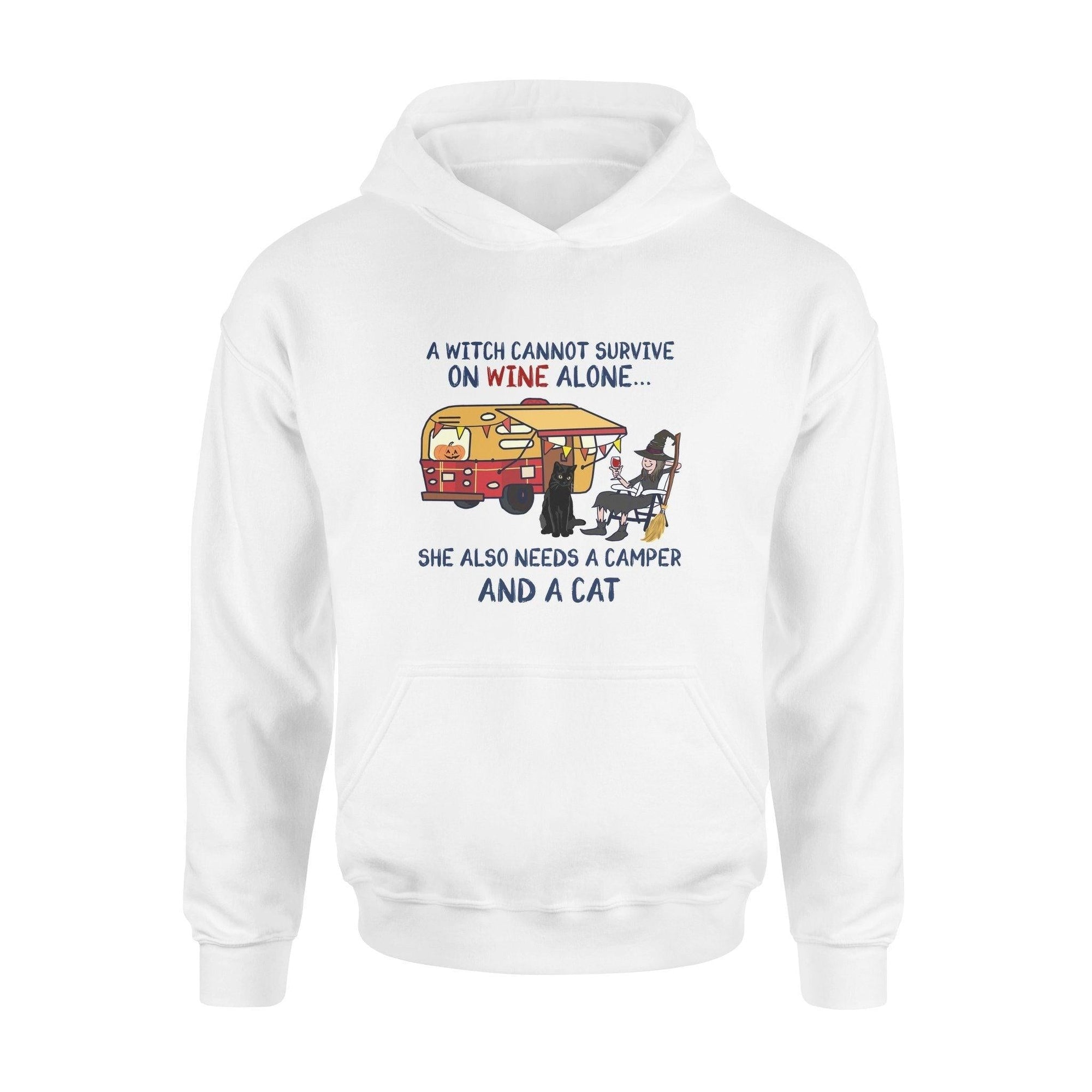 Witch, Camping, Cat, Wine Camper Black Cat A Wich Cannot Survive On Wine Alone - Standard Hoodie - PERSONAL84