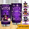 Witch Cat Lovers Custom Tumbler This Witch Loves Coffee And Cats Personalized Gift - PERSONAL84