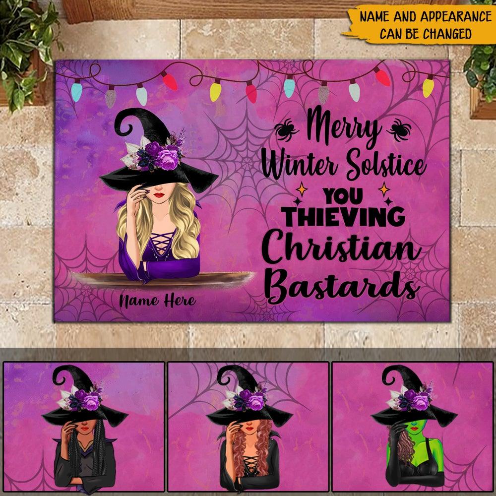 Witch Custom Doormat Merry Winter Solstice Perosnalized Doormat Witchy Gift - PERSONAL84