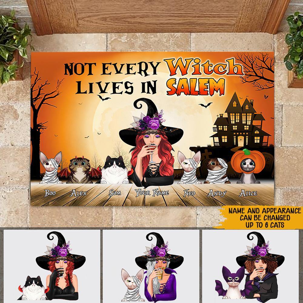 Witch Custom Doormat Not Every Witch Live In Salem Personalized Gift For Cat Mom - PERSONAL84
