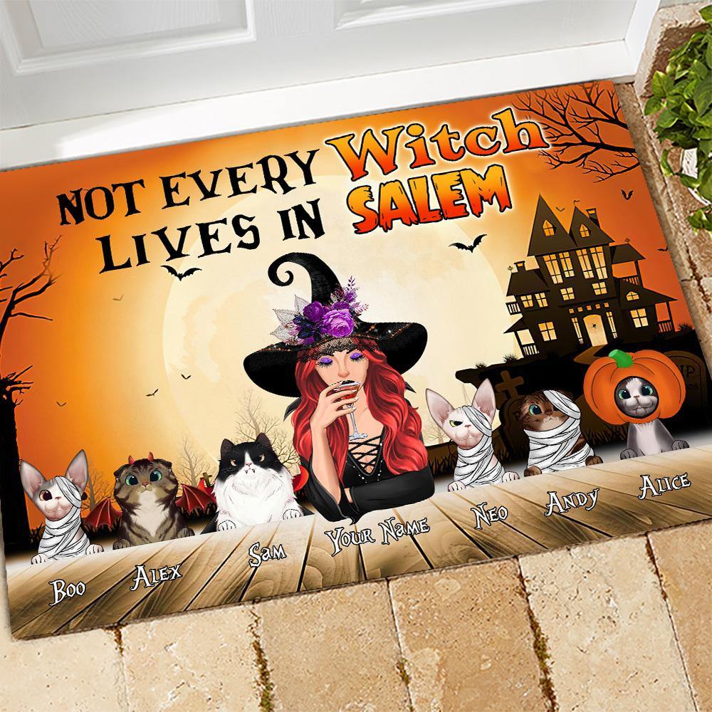 Witch Custom Doormat Not Every Witch Live In Salem Personalized Gift For Cat Mom - PERSONAL84