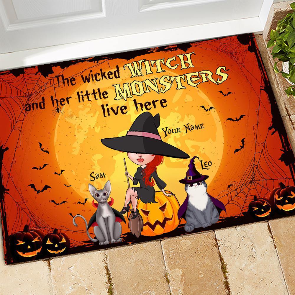 Witch Custom Doormat The Wicked Witch And Her Little Monsters Live Here Personalized Gift - PERSONAL84