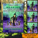 Witch Custom Garden Flag A Witch Lives Here With Her Little Monsters Personalized Gift - PERSONAL84