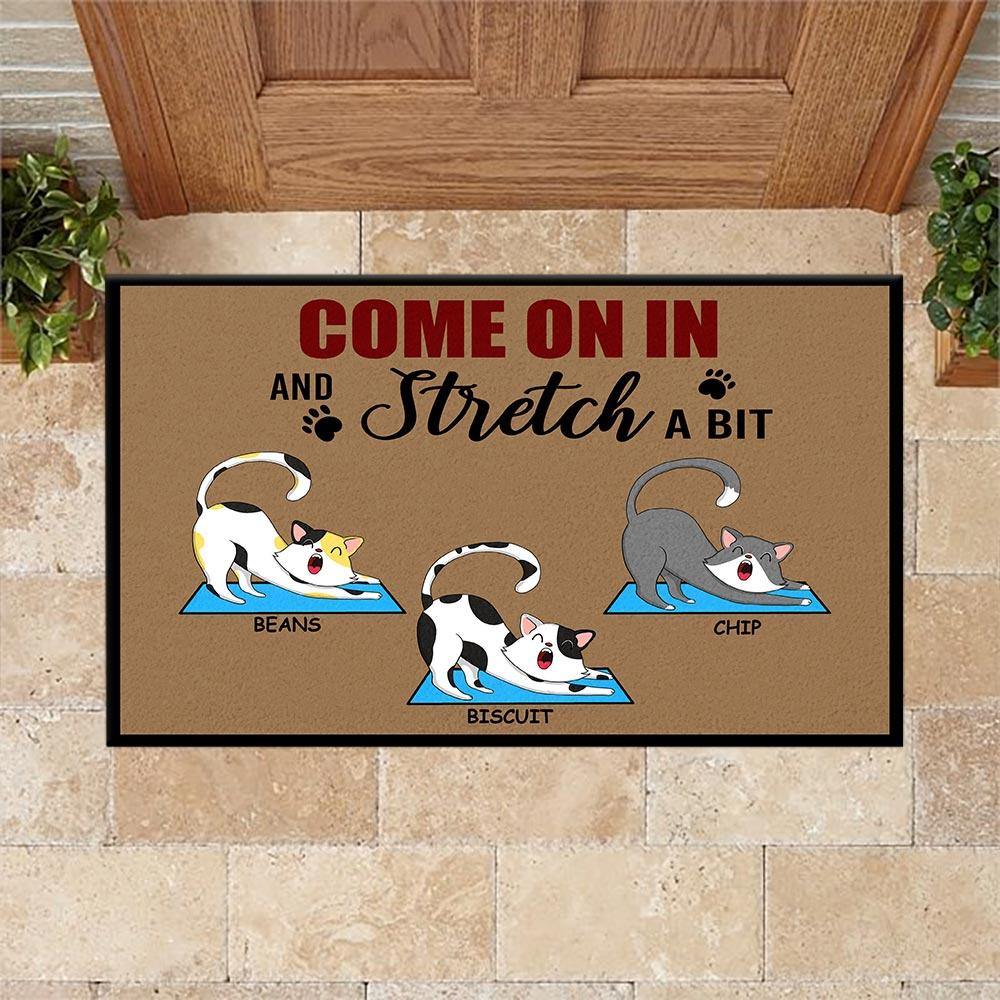 Yoga Cat Custom Doormat Come In And Stretch For A Bit - PERSONAL84