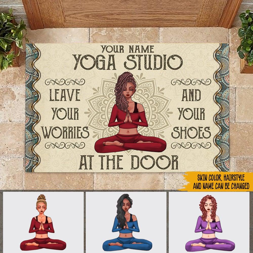 Yoga Custom Doormat Leave Your Worries And Your Shoes At The Door Pers -  PERSONAL84