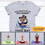 Yoga Custom T Shirt Never Underestimate An Old Woman With Yoga Mat Personalized Gift - PERSONAL84