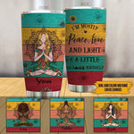 Yoga, Hippie Tumbler Customized Skin And Name Yoga I Am Mostly Peace - PERSONAL84