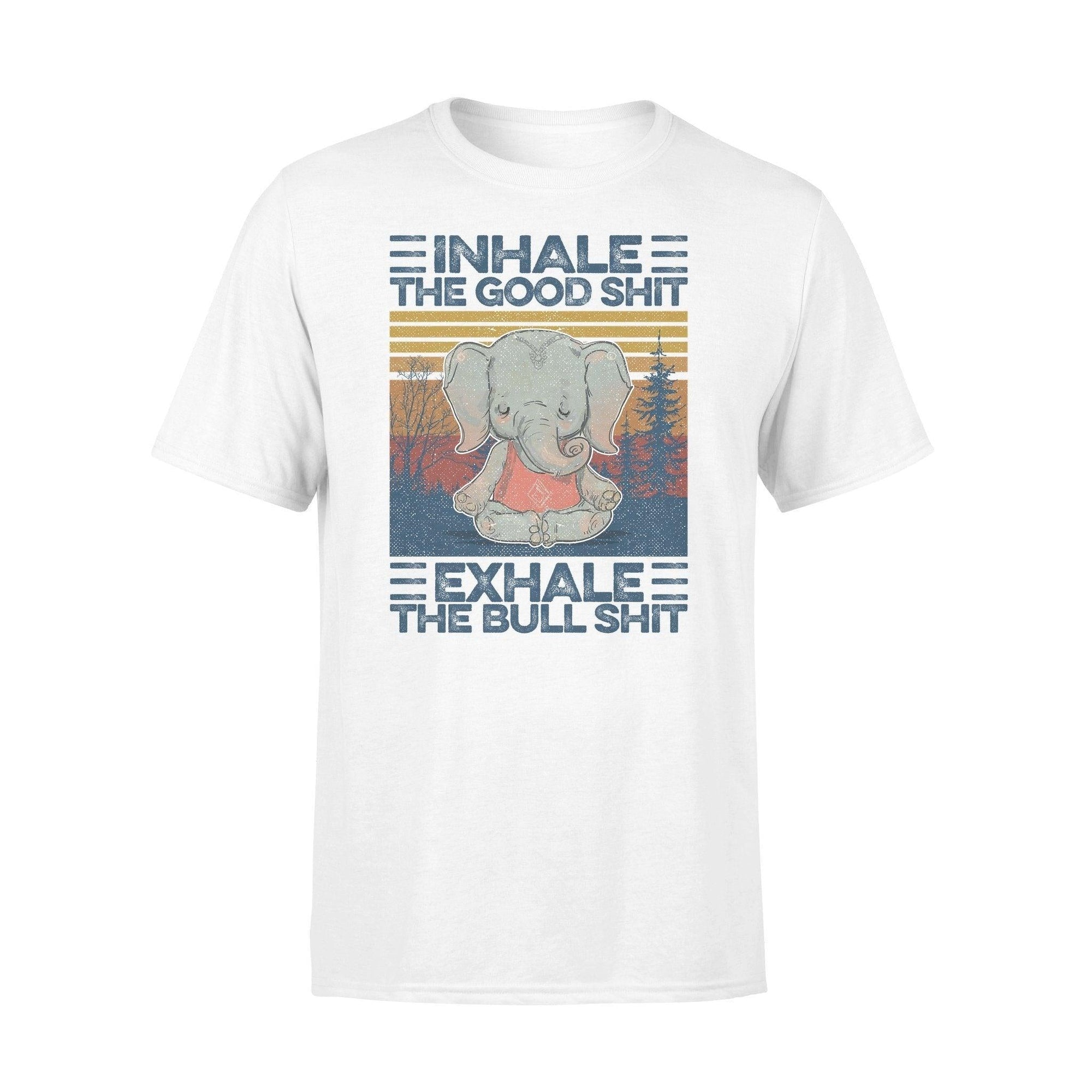 Yoga Inhale The Good Shit Funny Elephant Yoga- Standard T-shirt - PERSONAL84